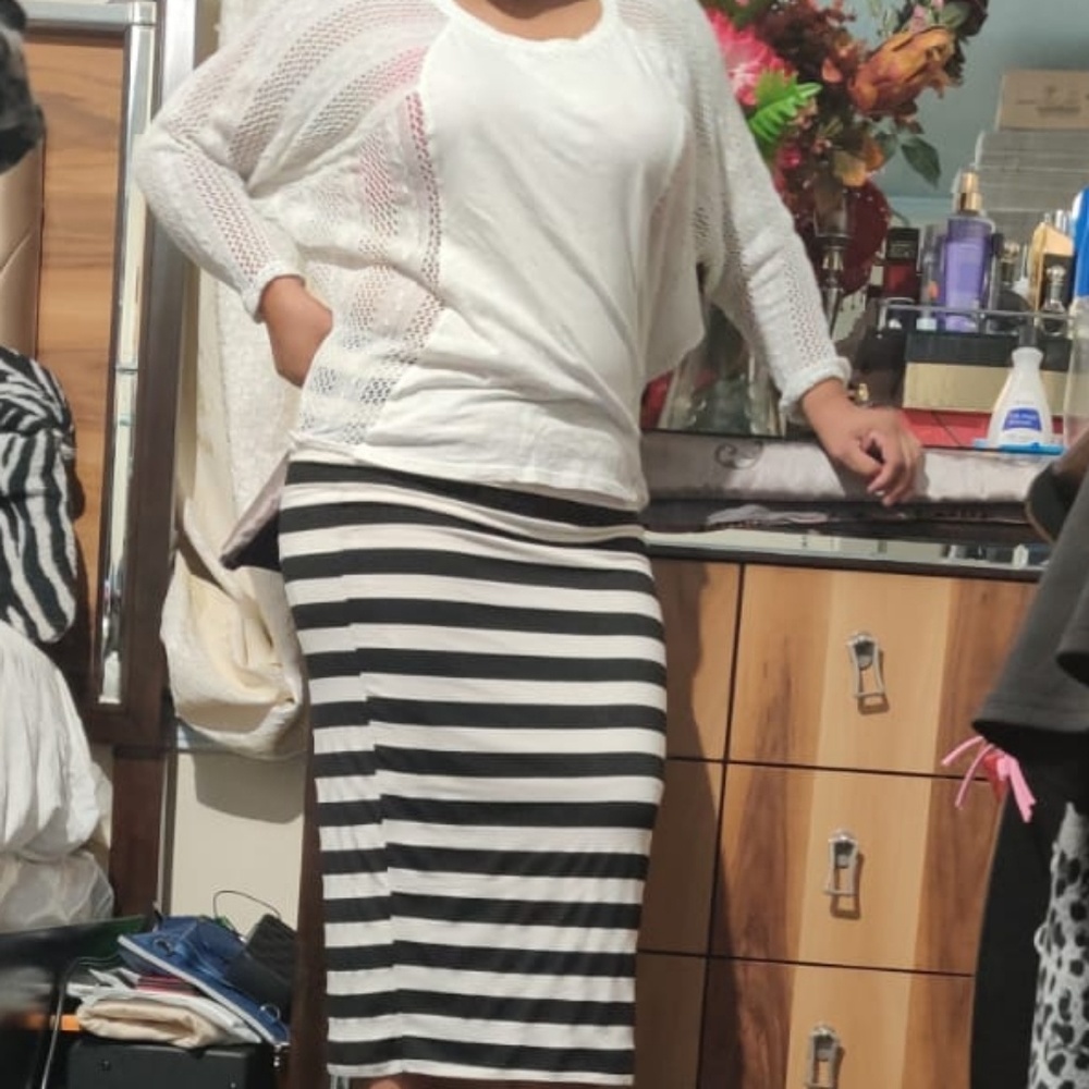 bobeau maxi skirt black and white stripe size M - Picture 1 of 8